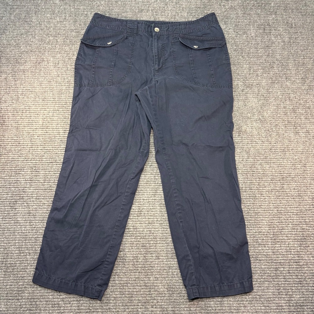 Lauren Ralph Lauren Navy Blue Cotton Cargo Utility Pants / Capris Women 12 - Picture 1 of 5